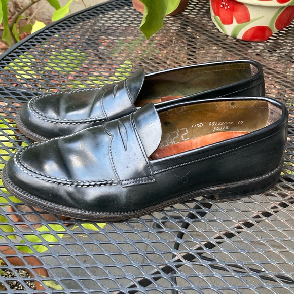 ALDEN x BROOKS BROTHERS 11 1/2 D BLACK SHELL CORDOVAN PENNY LOAFERS SHOES - Picture 3 of 8